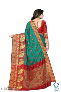 COTTON BASED JACQUARD SAREES  - Saree Length Size-5.5m Blouse Length Size-0.8, Cotton Silk, Zari woves, pack of :1